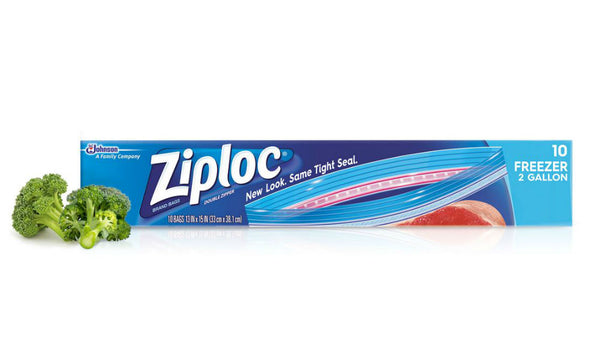 Ziploc® 01132 Jumbo Double Zipper Freezer Bags, 2-Gallon, 10-Count