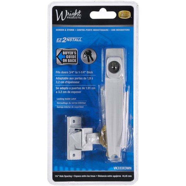 Wright Products™ VK333X3WH Keyed Tie-Down Push Button Latch, White Finish