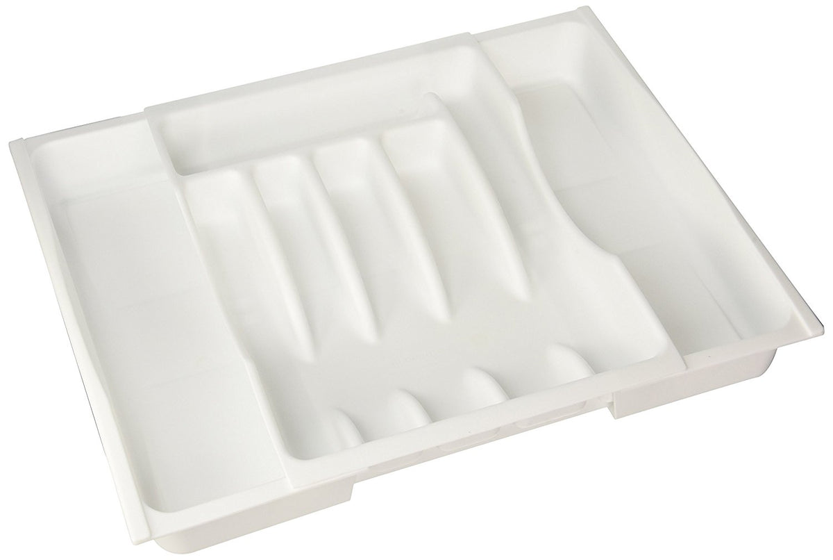 Rubbermaid® 2974-RD-WHT Adjustable Cutlery Tray/Drawer Organizer, White