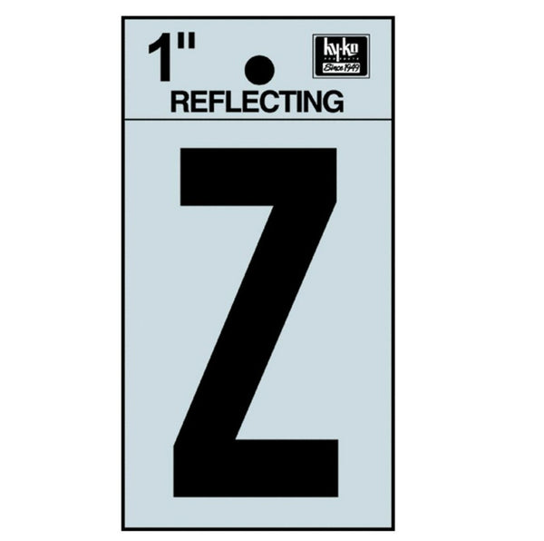 Hy-Ko RV-15/Z Reflective Adhesive Vinyl Letter Z Sign, 1", Black/Silver