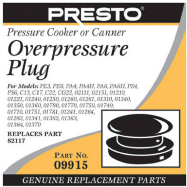 Presto® 09915 Pressure Cooker/Canner Overpressure Plug, Neoprene