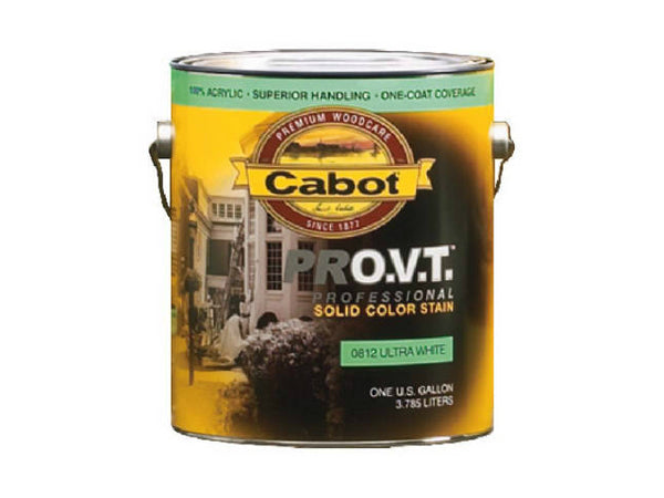 Cabot® 0812-07 PRO.V.T Solid 100% Acrylic Siding Stain, 1 Gallon, Ultra White