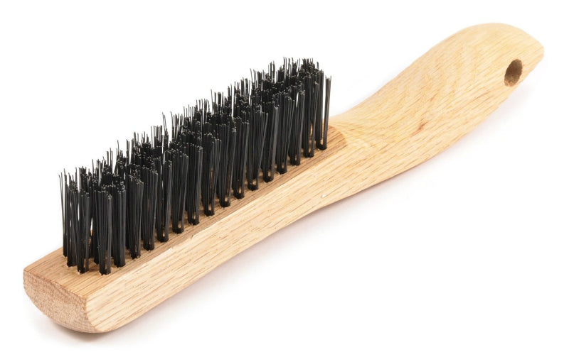 Forney 70505 Wire Scratch Brush with Wood Shoe Handle, 10-1/4" x 0.014", Steel