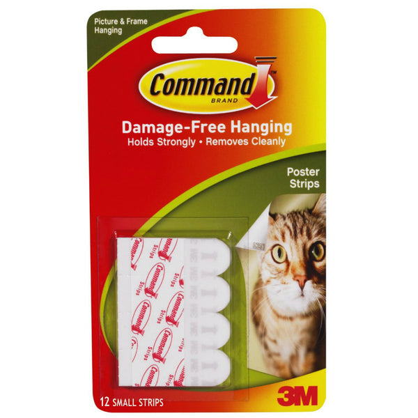 Command 17024 Small Poster Strips with Adhesive, White, 12-Pack