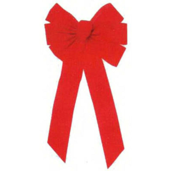Holiday Trim 6072 Red Velvet Glittered 7-Loop Bow for Christmas Decoration