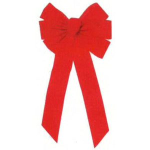 Holiday Trim 6072 Red Velvet Glittered 7-Loop Bow for Christmas Decoration