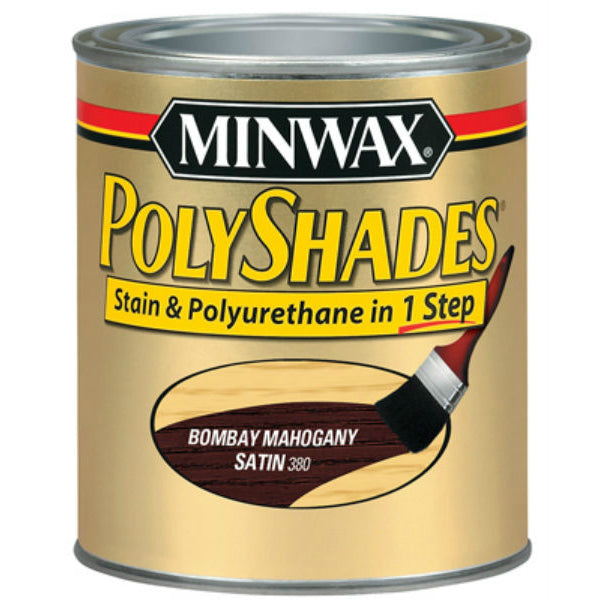 Minwax® 61380 PolyShades® Stain & Polyurethane Satin Finish, Bombay Mahogany, 1 Qt