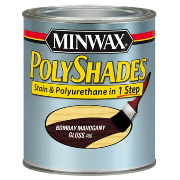 Minwax® 61480 PolyShades® Stain/Polyurethane Gloss Finish, Bombay Mahogany, 1 Qt
