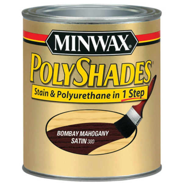 Minwax® 213804444 PolyShades® Stain/Polyurethane Satin Finish, Bombay Mahogany, 1/2 Pt