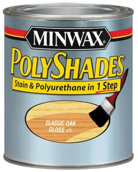 Minwax® 214704444 PolyShades® Stain/Polyurethane Gloss Finish, Classic Oak, 1/2 Pt
