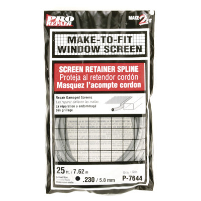 Slide-Co P-7644 Round Vinyl Screen Retainer Spline, 15/64" x 25', Gray