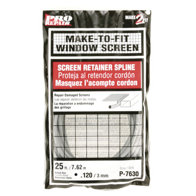 Slide-Co P-7630 Round Vinyl Screen Retainer Spline, 1/8" x 25', Gray