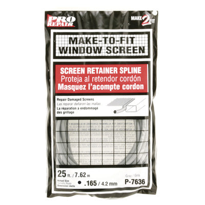 Slide-Co P-7636 Round Vinyl Screen Retainer Spline, 11/64" x 25', Gray