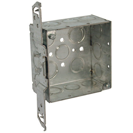 RACO® 8235 TS Bracket Square Box, Welded with Conduit KO's, 4" x 2-1/8" Deep