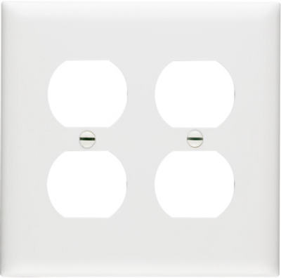 Pass & Seymour TradeMaster Duplex Wall Plate, 2 Gang, White