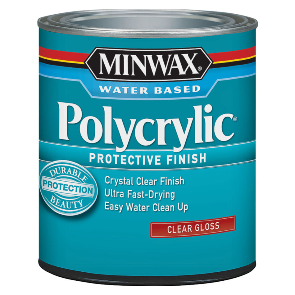 Minwax 255554444 Water Based Polycrylic Protective Finish, 1/2 Pt, Gloss
