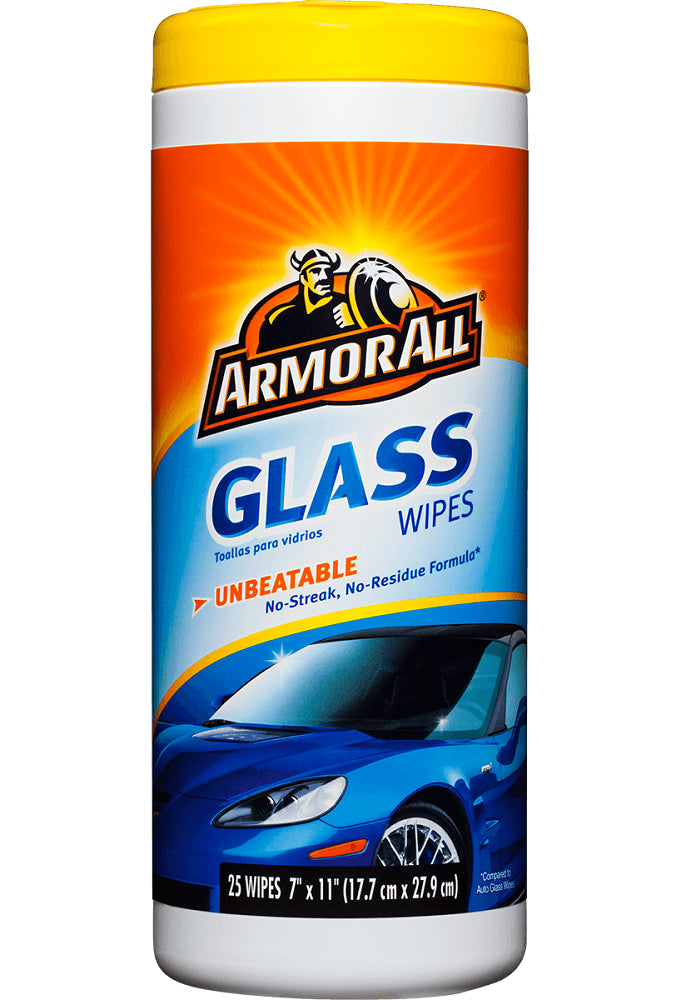 Armor All 10865 One-Step Glass Wipes, 25-Count