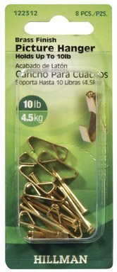 Hillman Fasteners 122312 Classic Picture Hanger, Brass-Plated, 10 lbs