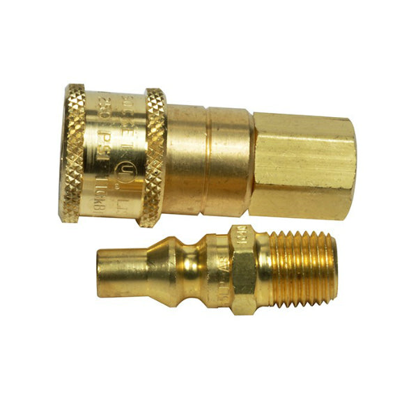 Mr Heater® F276190 Natural Gas Quick Connector & Full Flow Plug, 1/4"MP x 1/4"FP