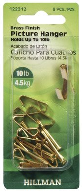 Hillman Fasteners 122310 Classic Steel Picture Hanger, Brass-Plated, 2-Pack