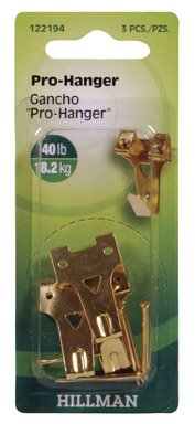 Hillman Fasteners 122194 Two Nail Pro-Hangers, Brass Plated, 40 Lb, 3-Pack
