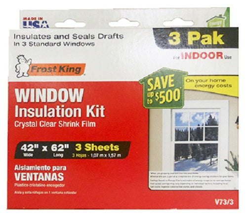 Frost King V73/3H Window Insulation Kit, 42" x 62", 3-Pack