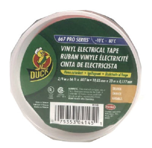 Duck 04145 Vinyl Electrical Tape, 3/4" x 66', Orange