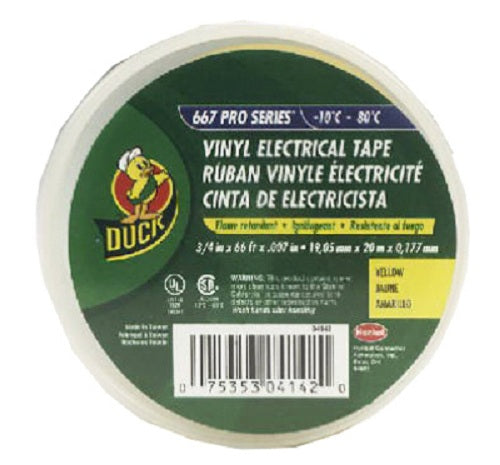 Duck 04142 Professional Electrical Tape, 3/4" x 66', Yellow
