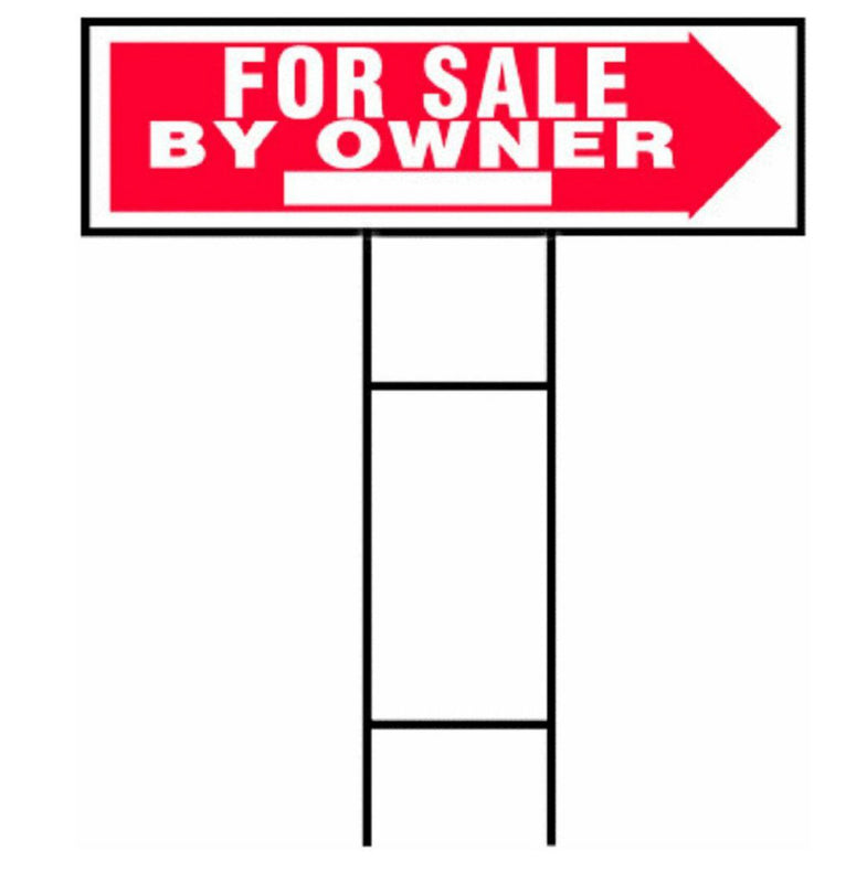 Hy-Ko RS-802 For Sale By Owner Sign with H-Bracket, 10" x 24"