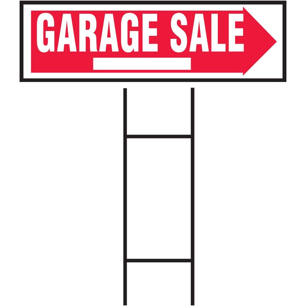 Hy-Ko RS-804 Garage Sale Sign with H-Bracket, Corrugated Plastic, 10" x 24"