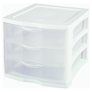 Sterilite 17918004 Plastic Clearview Organizer with White Frame, 3-Drawer