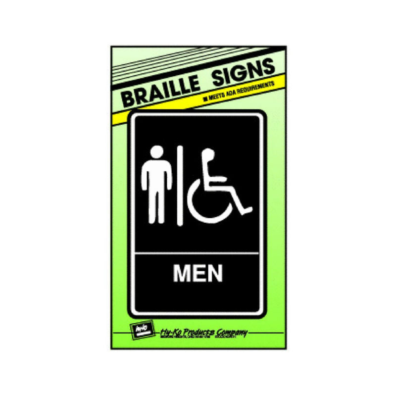 Hy-Ko DB-1 Braille Men/Handicapped Restroom Sign, 6" x 9"