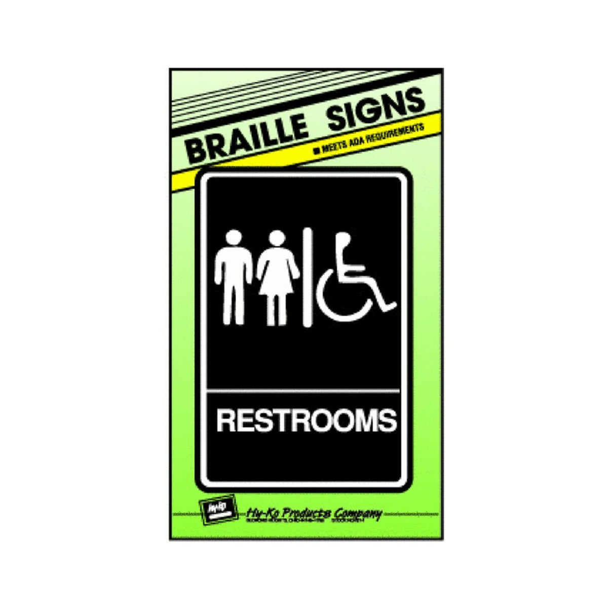 Hy-Ko DB-5 Heavy Duty Plastic Restroom Sign, Grade 2 Braille, 6" x 9"