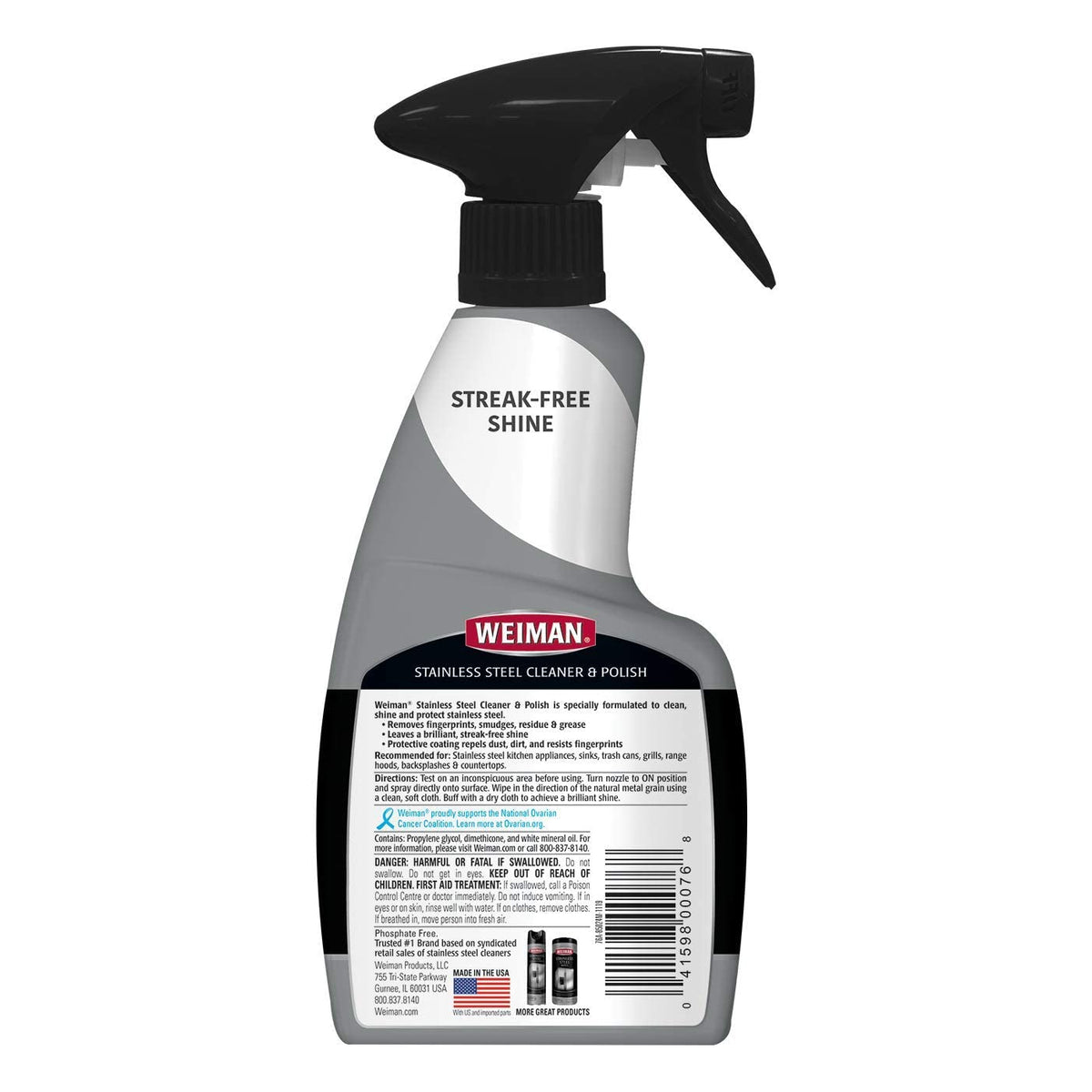 Weiman 76 Stainless Steel Cleaner in Trigger Spray Bottle, 12 Oz