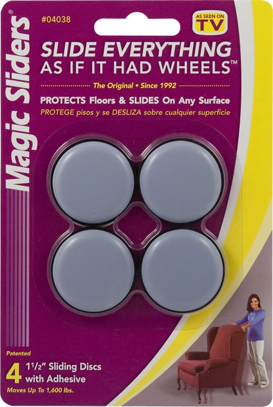 Magic Sliders® 04038 Round Self-Adhesive Sliding Discs, 1-1/2", 4-Pack