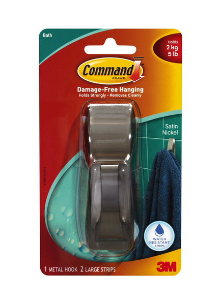 Command MR03-SN-B Modern Reflections Hook, Large, Satin Nickel