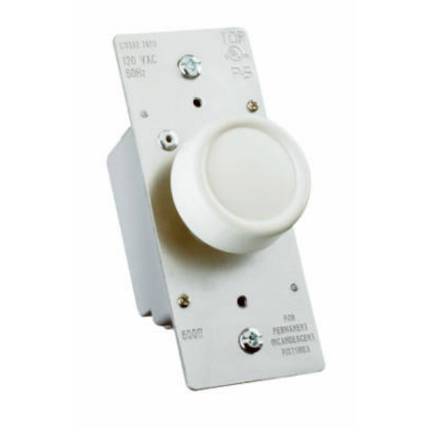 Pass & Seymour R600PLTKV Single Pole Rotary Power Dimmer, 600W, Ivory