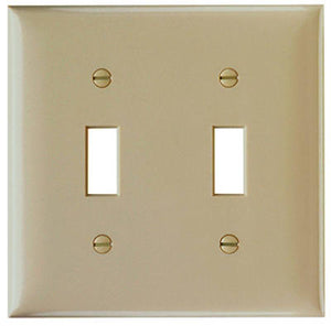 Pass & Seymour Toggle Urea Wallplate, 2 Gang, Light Almond