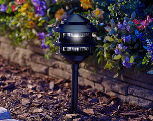 Moonrays® 95725 Low-Voltage Pagoda-Style 3-Tier Metal Path Light, 11W, Black