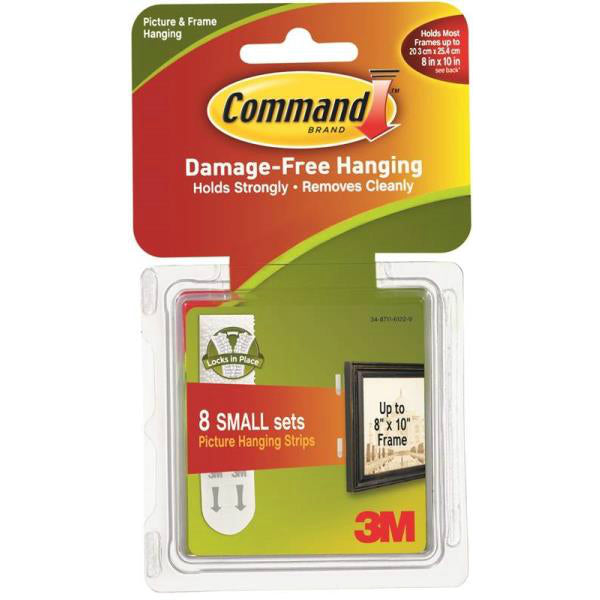 Command 17205 Picture Hanging Strips, White, Small, 8-Set