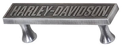 Harley Davidson Name Plate Design Drawer Pull, Antique Pewter