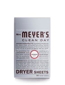Mrs. Meyer's Clean Day 14148 Lavender Dryer Sheets, 80-Count