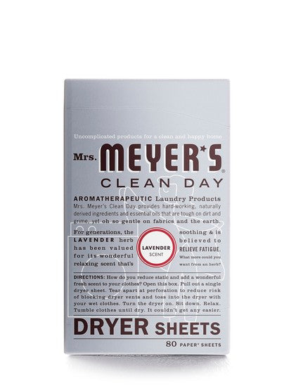 Mrs. Meyer's Clean Day 14148 Lavender Dryer Sheets, 80-Count