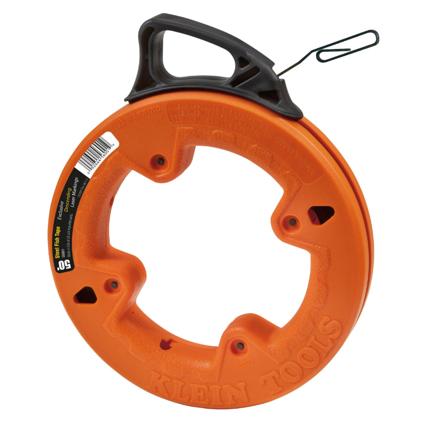 Klein Tools 56001 Depthfinder High Strength Steel Fish Tape, 50'  x 1/8"