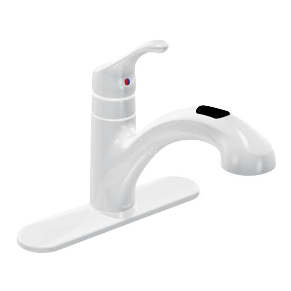 Moen CA87316W Renzo™ One-Handle Low Arc Pullout Kitchen Faucet, Glacier