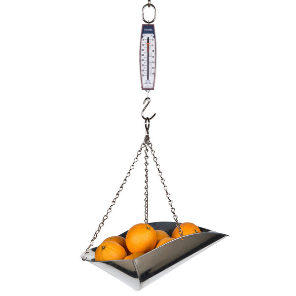 Taylor® 33284104 Industrial Hanging Spring Scale w/2 S-Hooks, 280 Lb Capacity