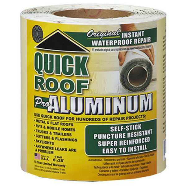 Quick Roof™ QR625 Pro Aluminum Instant Waterproof Repair, 6" x 25'