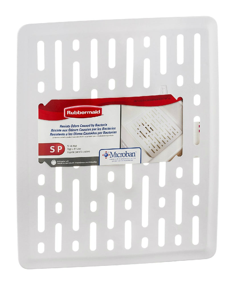Rubbermaid 1G1706WHT Enhanced Microban Antimicrobial Sink Mat, Small, White