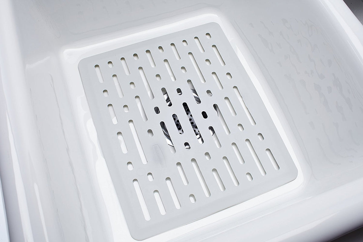 Rubbermaid 1G1706WHT Enhanced Microban Antimicrobial Sink Mat, Small, White