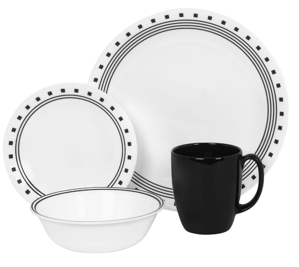 Corelle 1074208 Livingware City Block Dinnerware Set, 16-Piece